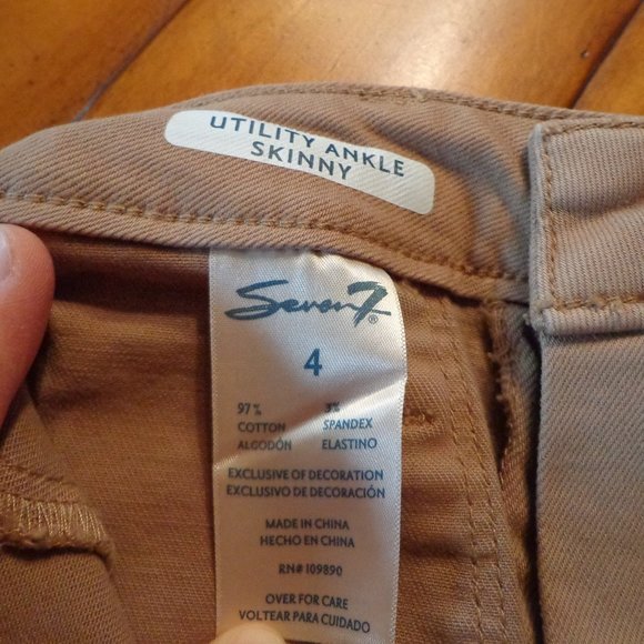 NWOT Seven 7 Pants Size 4 Honey Brown Skinny Leg Zip/Button Closure - Picture 2 of 14